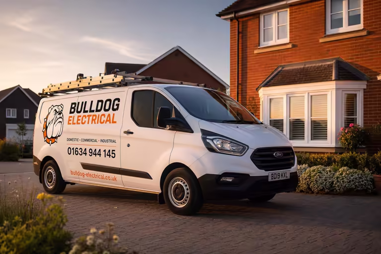 Bulldog Electrical van on a residential driveway in Kent